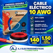 Cable 10 AWG. 100% Cobre. Marca Saco. Colores Rojo, Negro, Blanco. Rollo 100m - Img 56535003