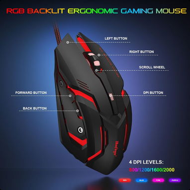 (X) BlueFinger Combo Gamer RGB 4 en 1 Teclado Retroiluminado + Mouse Gaming + Auriculares con Micrófono + Alfombrilla - Img 126468799