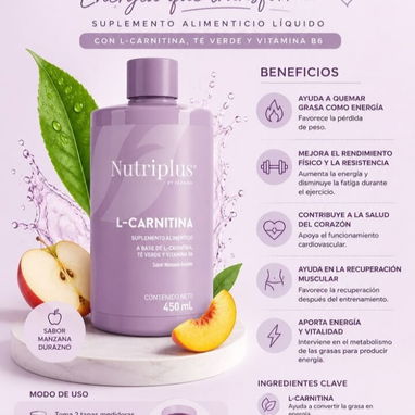 🔥L-CARNITINA 450ml🔥Té verde y Vit B6🔥Convierte la grasa en energía⚡ Recomendación 30 min antes del ejercicio💪🏻 - 2/3