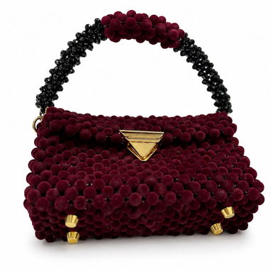 Cartera artesanal con perlas de terciopelo - 2/4