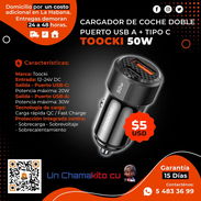 ⚡CARGADOR 50W⚡ CARGADOR DE CARRO TOOCKI USB-A Y USB-C. MENSAJERÍA CON FACTURA. TL 54833699 - Img 53436745