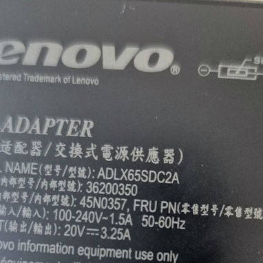 Cargador Lenovo original 20v - 3.25A - 3/3