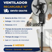 Ventilador de pedestal recargable 16" - Img 57417519