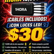 🔋 POWER BANK «1 HORA» – 10,000 mAh + CABLES + LUZ LED – $30 USD (POR ENCARGO) ⚡ - Img 56906576