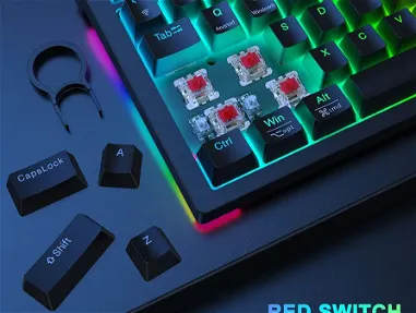 🆕  🔰TECURS GAMING FULL MECANICO RGB TKL INALÁMBRICO/BLUETOOTH/CABLE TIPO C DESMONTABLE/STWICHES ROJOS PRO.OKM EN 📦 - Img 66748915