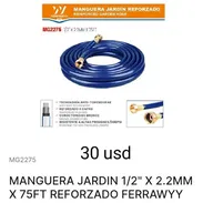 Manguera de jardín reforzada con boquillas de 22 mtrs - Img 56113296