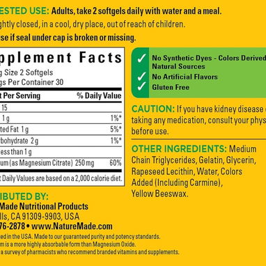 Magnesium Citrate 250mg - 60cap - 5/8
