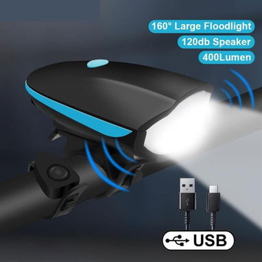 ππ‘ Luz Delantera y Bocina para Bicicleta 250LM π΄ββοΈ USB Recargable Impermeable π΄ββοΈ 140dB π΄ββοΈ 5.887.23.60 - Img 104308151