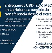 💸 Entregamos USD, EUR, MXN, MLC o CUP en La Habana a cambio de transferencia desde el extranjero 💸 - Img 49786991