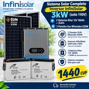 🔋Inversor infinisolar de 3kw (solo 110v) + 2 baterías Ritar 12v 100amp para ~2kWh + 2 paneles bifacial Sun de 630w - Img 57624289
