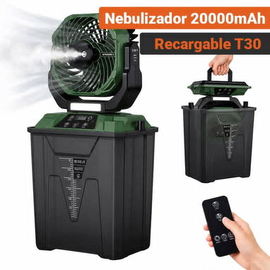 Ventilador Recargable T30 con buen espacio de Nebulizador o rociador 20000mAh Con Luz, Oscilación 90° Y Control Remoto - Img 126204798