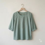 Blusa Bordada Casual de Mujer tono azul verdoso talla 3XL - Img 57070042