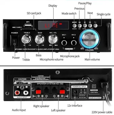 AMPLIFICADOR DE AUDIO BT ESTEREO 300W x 2 CANALES NUEVO EN CAJA - Img 89910458