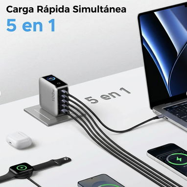 UGREEN NEXODE PRO 100W ORIGINAL | 5 PUERTOS + PANTALLA TÁCTIL - 2/7