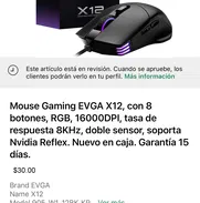 Mouse Gaming EVGA X12, 8 botones, RGB, 16000DPI, tasa de respuesta 8KHz, doble sensor, Nvidia Reflex. Nuevo en caja. - Img 48788294