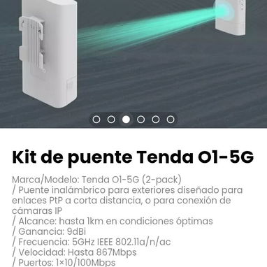 Kit de puente Tenda O1-5G. Incluye 2 inyectores PoE, 2 transformadores y kit para montaje - 3/5