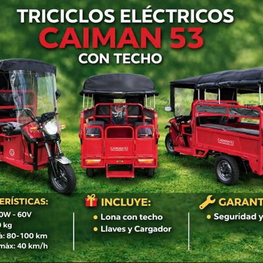 Triciclo Eléctrico Caimán 53 con techo. Propiedades en la foto - Img 123547752