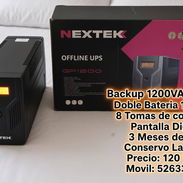 Backup 1200VA x 720W - 8 Tomas - Doble Bateria 12V x 9A - Pantalla Digital - Minimo Uso 3 Meses Conservo la caja - Img 57983772