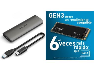 ⭕️ Disco SSD M2 Crucial 100% Original 500 GB + Carcasa Lemorele ✅ Disco Externo GEN 3 NVMe GAMA ALTA - Img main-image