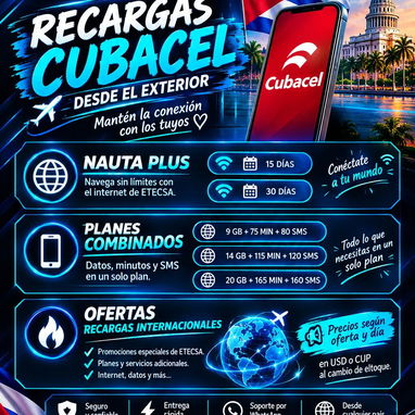 RECARGAS CUBACEL Y NAUTA PLUS | Conecta a los tuyos 🇨🇺 | USD o CUPios Cubacel - 2/2