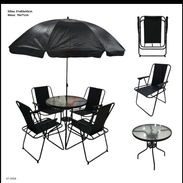 Juego de Terraza con mesa, 4 Silla y Sombrilla ideal para exterior (CL) - Img 55955944