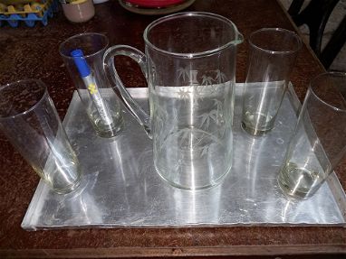 vagilla de cristal de 4 vasos altos con su jarra - Img main-image
