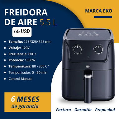 🍤 FREIDORAS DE AIRE 🔴 ECO ✅ 5.5 LITROS 💲65 USD - Img 110132759