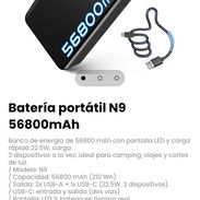Batería portátil N9 56800mAh. Batería: Ión de litio - Img 57622692