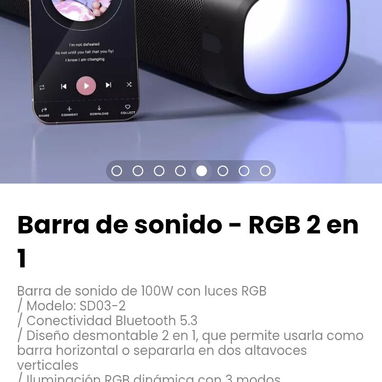 Barra de sonido - RGB 2 en 1. Modelo: SD03-2 - Img 117233927