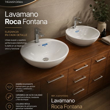 Muebles e y Espejo, lavamano e pedestal Roca, lavamano Aloa, Lavamano sobre Roca - 2/6