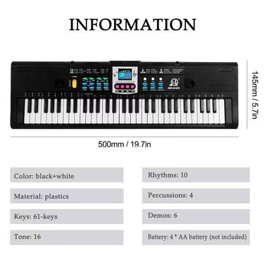 Teclado electrónico multifunción 61 teclas con micrófono - 7/9