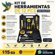 KIT DE HERRAMIENTAS DE 12 PIEZAS CON MALETÍN - Img 58233006
