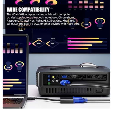 Adaptador HDMI a VGA chapado en oro (hombre a hembra) - Img 123339809