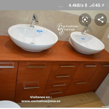 Muebles con espejo , Lavamano Roca sobre e empotrar  Lavamano Victoria de pedestal - 9/10