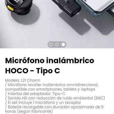 Micrófono inalámbrico HOCO - Tipo C. Modelo: L21 Charm - Img 116614321
