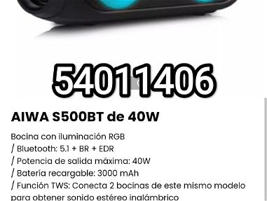 !! Bocina Bluetooth AIWA S500BT de 40W con iluminación RGB!! - Img main-image-45589813