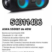 !! Bocina Bluetooth AIWA S500BT de 40W con iluminación RGB!! - Img 45589813