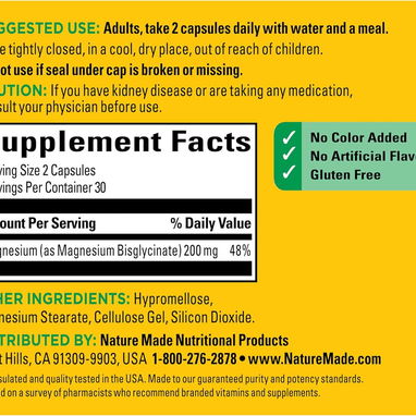 Magnesio Glicinato 200mg (Nature Made · 60 cápsulas) - 4/7