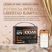 Batería Humsienk LiFePO4 12V 100Ah Group 24 1280Wh Bluetooth Para Respaldo En Casa - Img 56904418