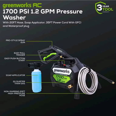 Hidrolavadora profesional Greenworks 1700psi nueva en su caja-160usd - Img 122230133