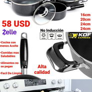 ¡Juego de Calderos 8 Pzs - Antiadherente Premium! - $58 USD - Img 55839673