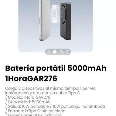 Batería portátil 5000mAh 1HoraGAR276. Modelo: 1Hora GAR276 - Img 121332467
