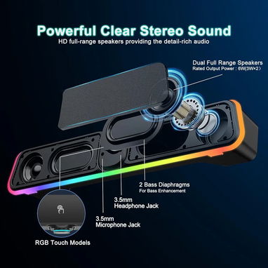 Bocina para PC USB/ Bluetooth Barra de Sonido RGB para PC / Laptop (Nueva en Caja) - Img 125757678