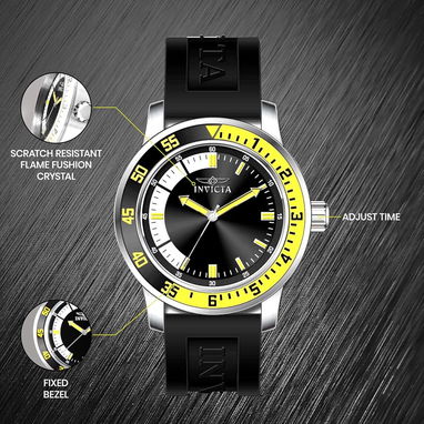 ⌚ RELOJ INVICTA SPECIALTY HOMBRE 45MM, ACERO, CUARZO JAPONÉS, SILICONA NEGRA/AMARILLA – ENVÍO DISPONIBLE HABANA - Img 103042095