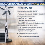 Ventilador de pie recargable con panel solar - Img 54545267