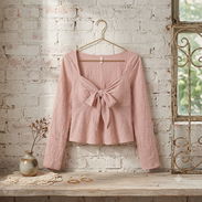 Blusa Estilo "Cider" de Encaje Texturizado en Rosa Palo L 15 - Img 57754576