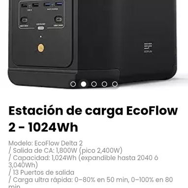 Estación de carga EcoFlow Delta 2 - 1024Wh. Carga ultra rápida: 0–80% en 50 min, 0–100% en 80 min - Img 116508700