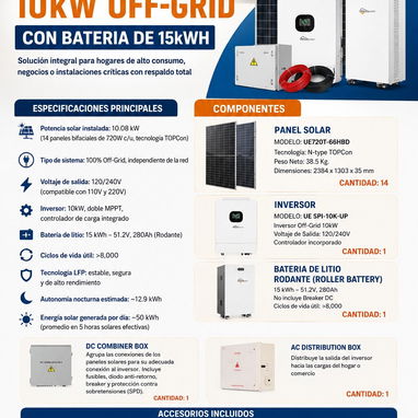Sistema Solar 10kw Off-Grid con Bateria  de 15kWH - 2/2