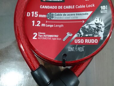 Cable de acero con candado antirrobo para motos y bicicletas - Img main-image