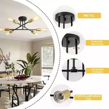 Lámpara de techo decorativa moderna negra y dorada. Nuevas en caja - Img 91349457